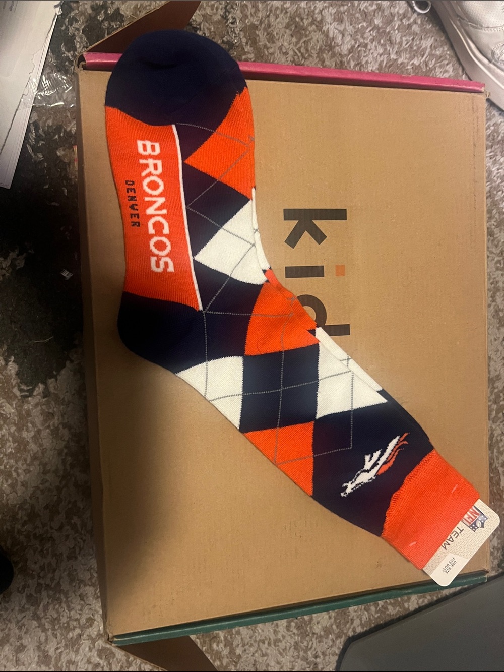 Denver Broncos Orange & Navy Argyle Crew Socks